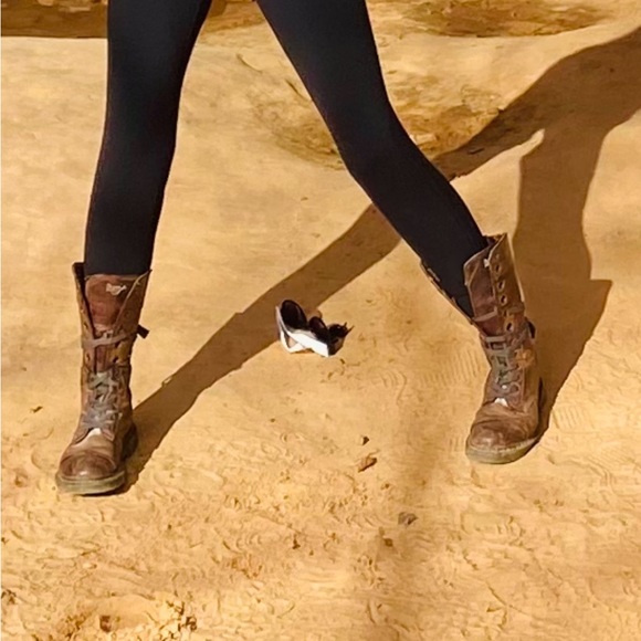 Dr. Martens Triumph Foldover Boots Distress Brown Leather Floral Cottagecore - Picture 14 of 15